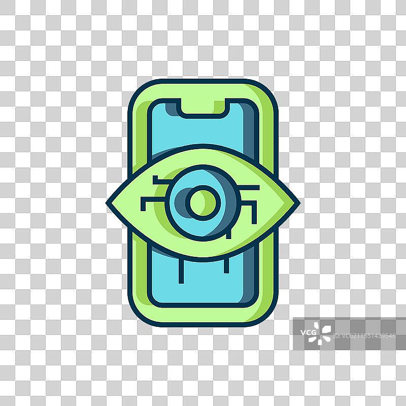 填充轮廓的计算机视觉图标，孤立于背景上图片素材