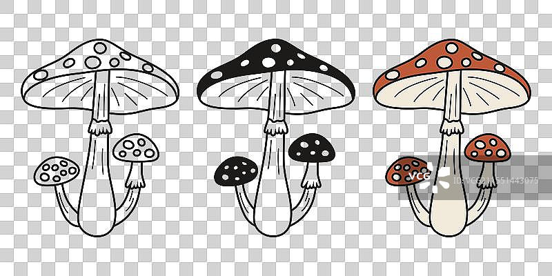 平面手绘卡通毒蝇伞蘑菇图片素材