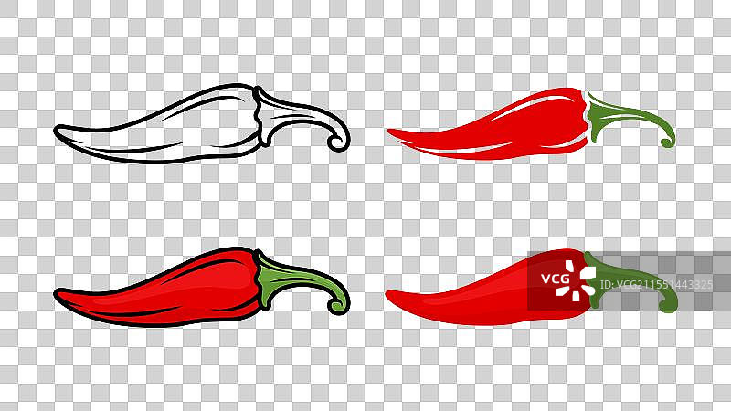 卡通红辣椒图标集特写图片素材