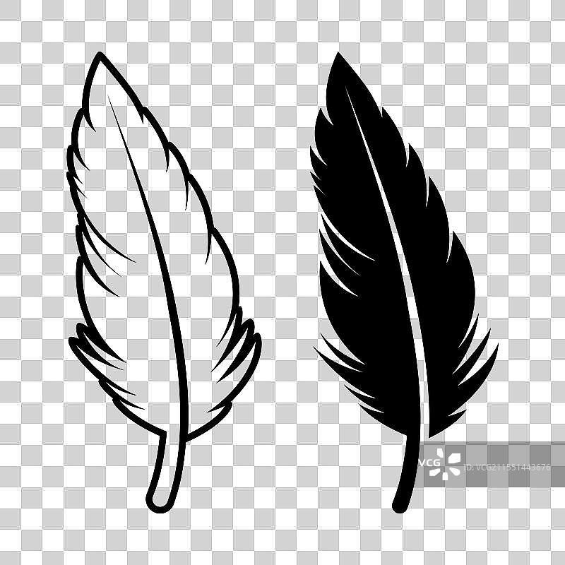 黑白色毛茸茸的羽毛标志图标图片素材