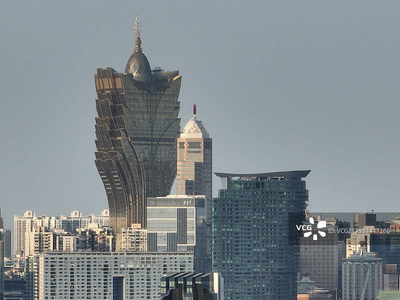 航拍远眺澳门城市风景图片素材