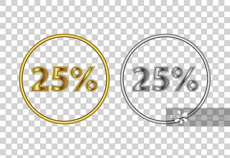 金色的25%图标和25%符号图片素材