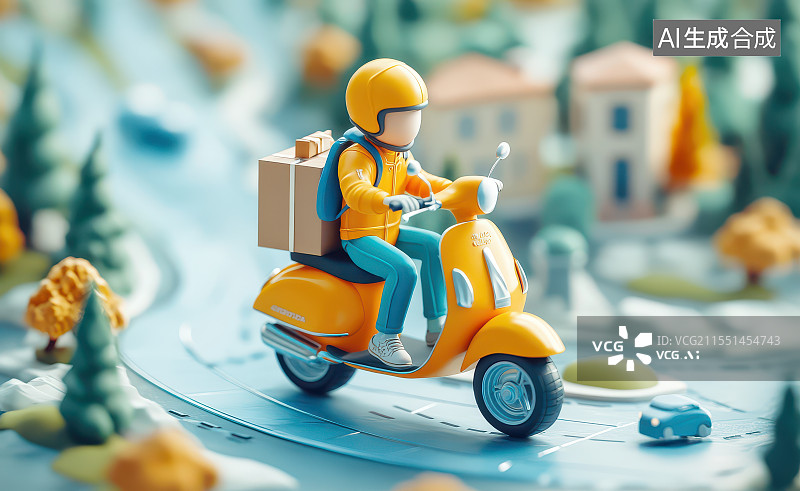 【AI数字艺术】快递员外卖员卡通形象图图片素材