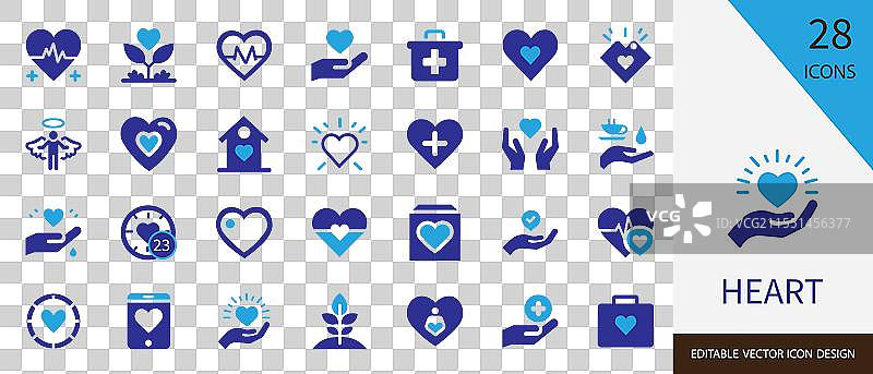 实心心形图标集图片素材