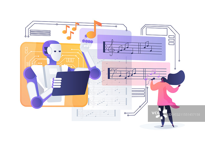 人工智能生成的音乐创作抽象概念图片素材