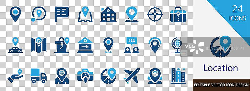 位置实心图标集图片素材