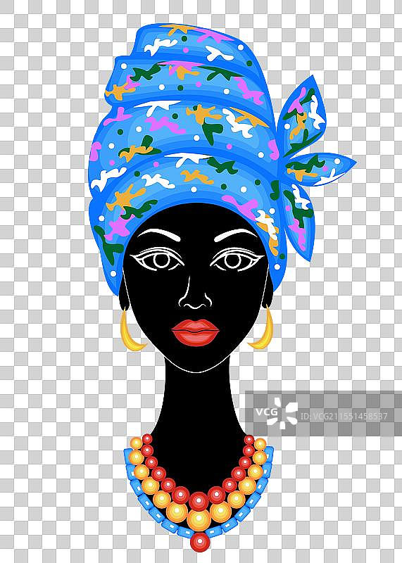 一位美丽女士的头部与一位非洲人的头部重叠图片素材