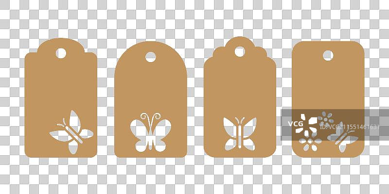 带有蝴蝶的礼物或价格标签模板套件图片素材