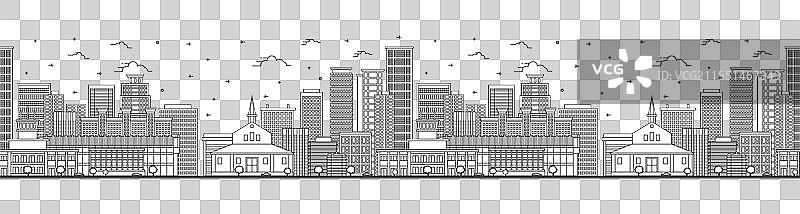 无缝图案，轮廓描绘刚果金夏沙市图片素材