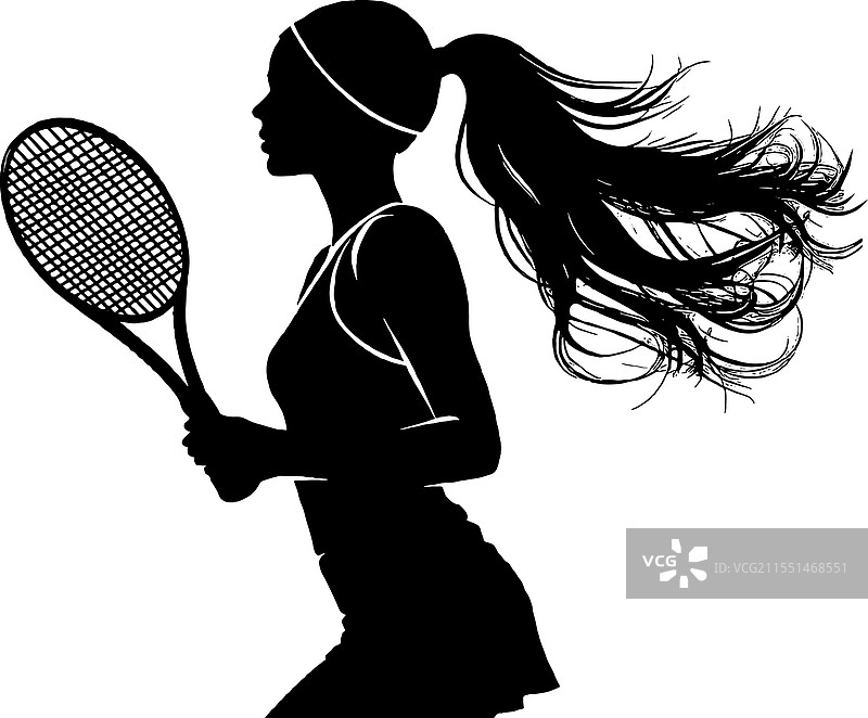 女性网球运动员剪影图片素材