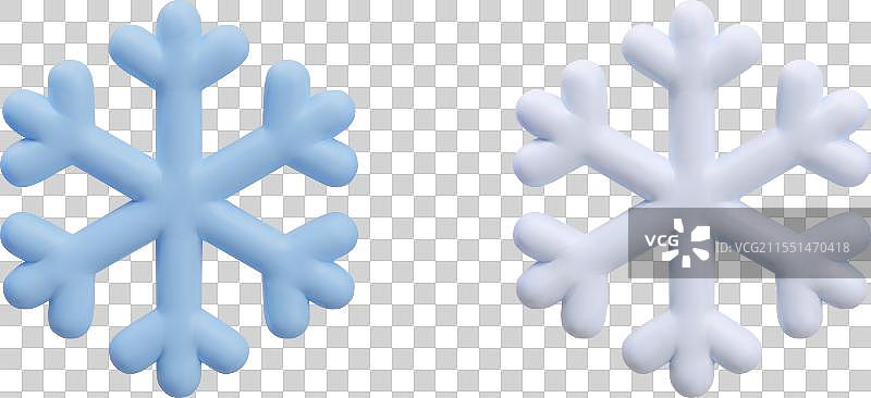 蓝白色3D雪花冬季天气套装图片素材
