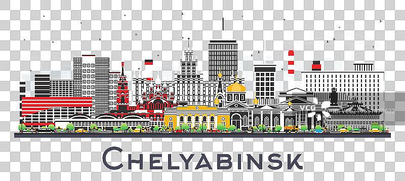 俄罗斯车里雅宾斯克城市天际线与色彩图片素材