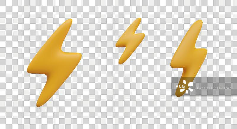 卡通风格的黄色闪电孤立图形集合图片素材