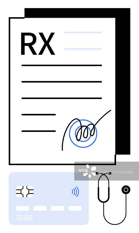 数字处方表与支付卡图片素材