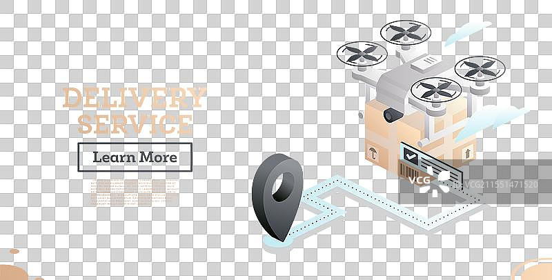 无人机配送服务技术等距图图片素材