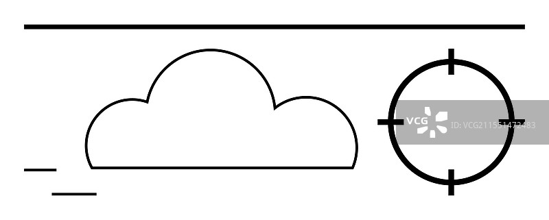 带有十字准星目标和线条的云彩图片素材