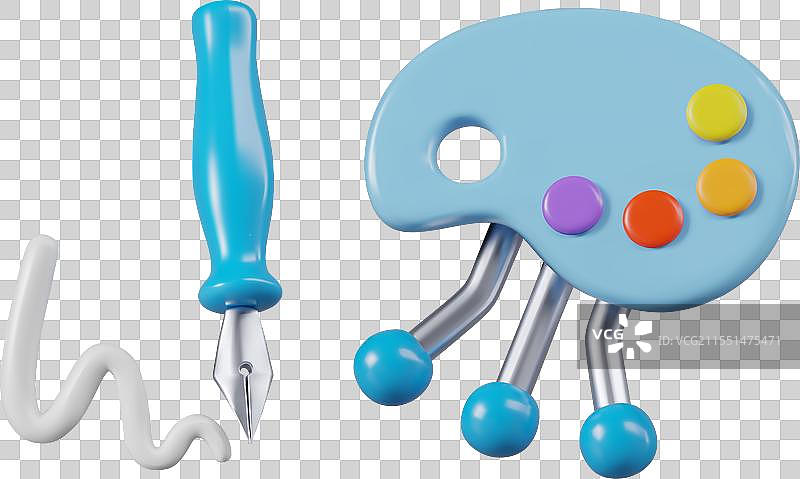 现代图形中的3D调色板与颜料笔线图片素材