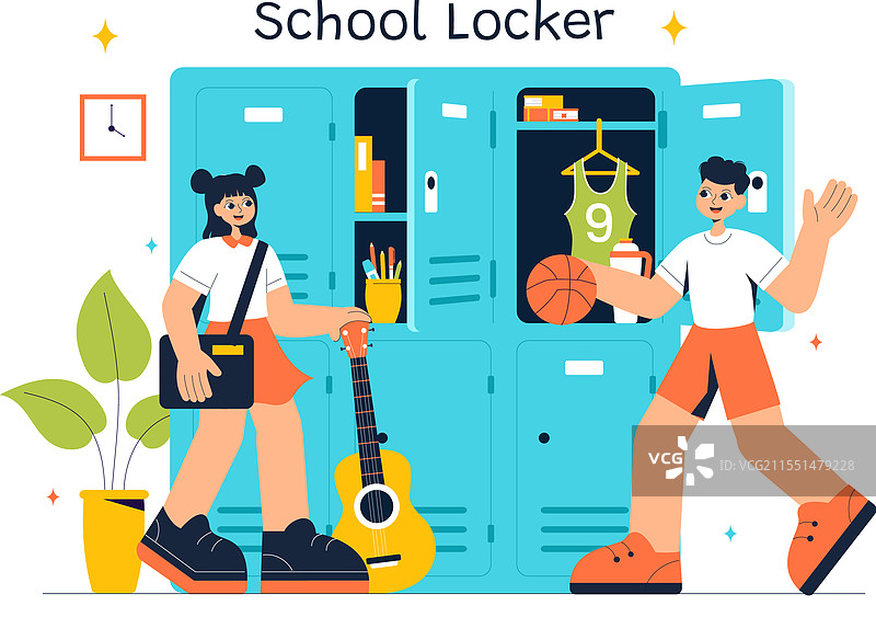 整齐有序的学校更衣室图片素材