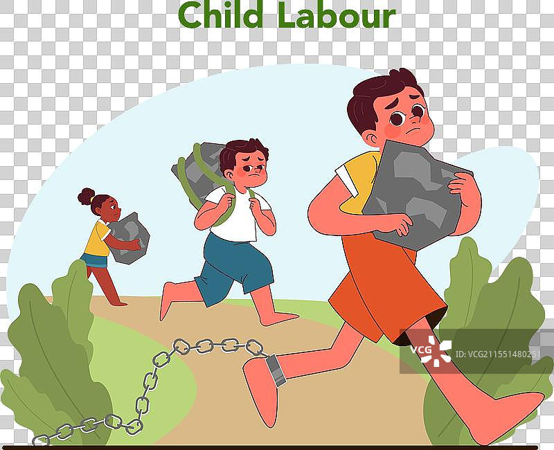 儿童劳动概念扁平化设计图片素材