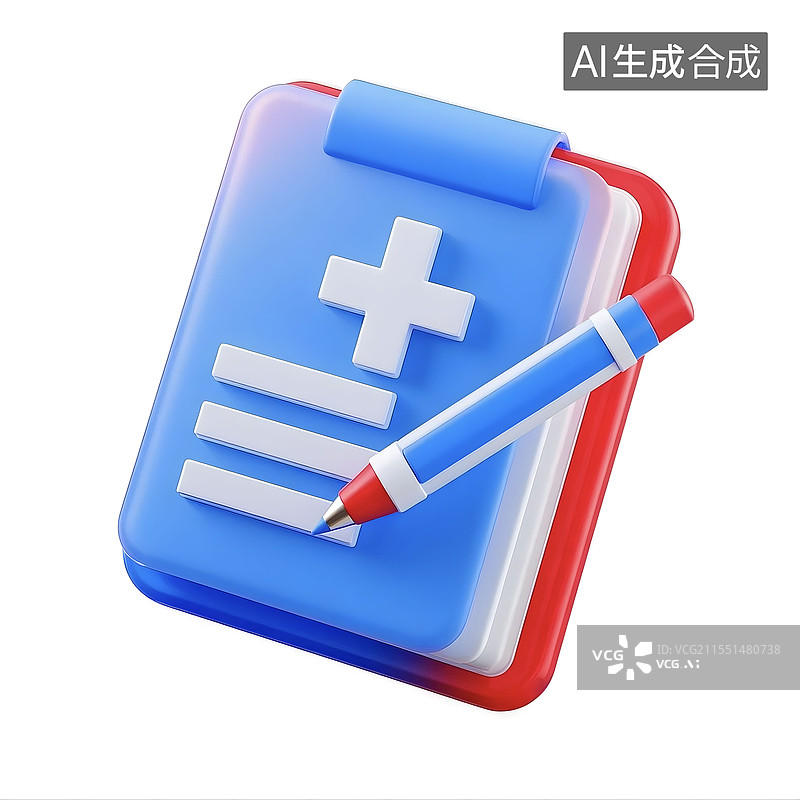【AI数字艺术】3D医疗主题登记册蓝白色元素插画图片素材