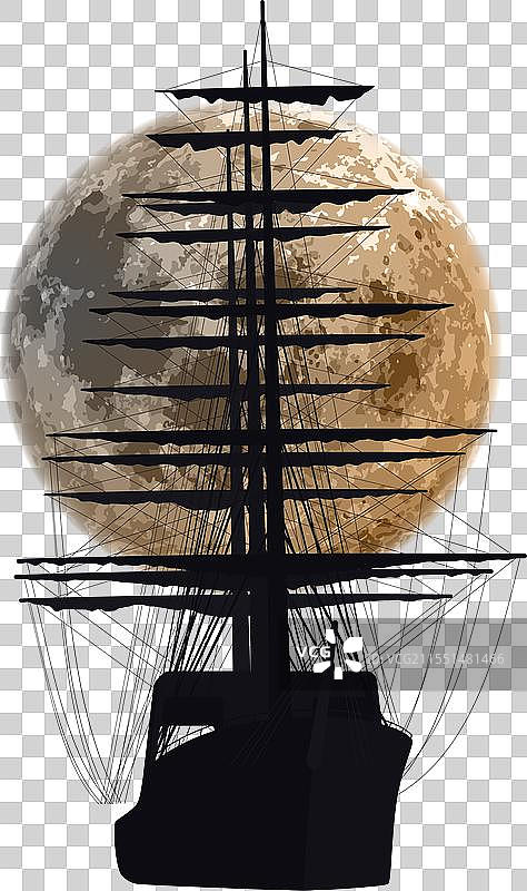 帆船的轮廓与背景相映成趣图片素材