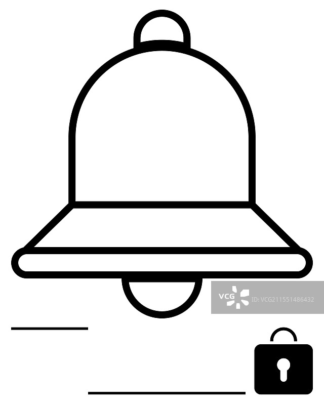 带锁的通知警报铃声表示安全图片素材