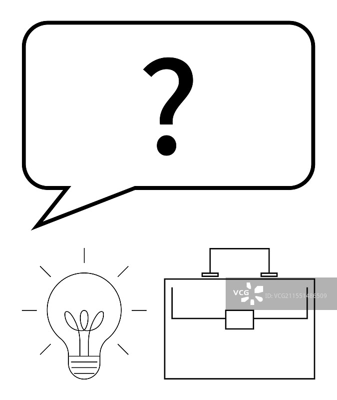 带有灯泡的对话气泡中的问号图片素材