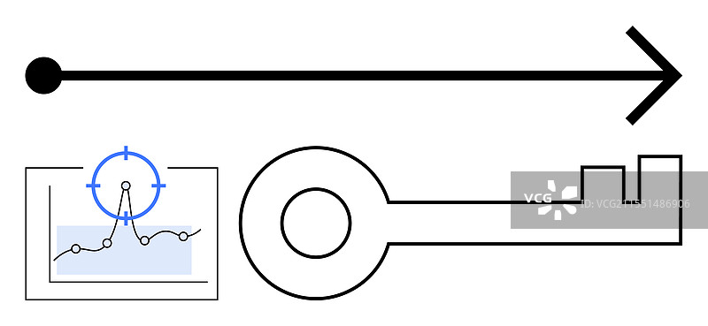 带有目标数据图表和关键的箭头图片素材