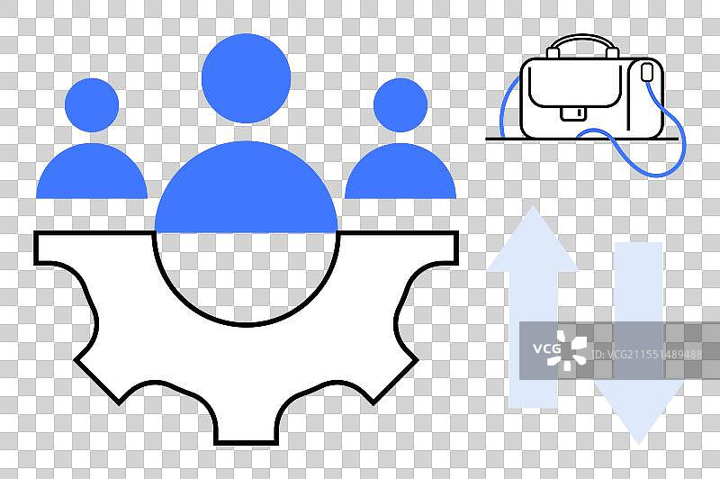 团队合作与公文包和箭头图片素材