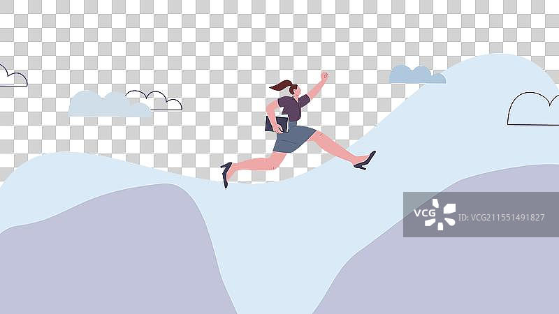 女商人从山上跳过深渊图片素材