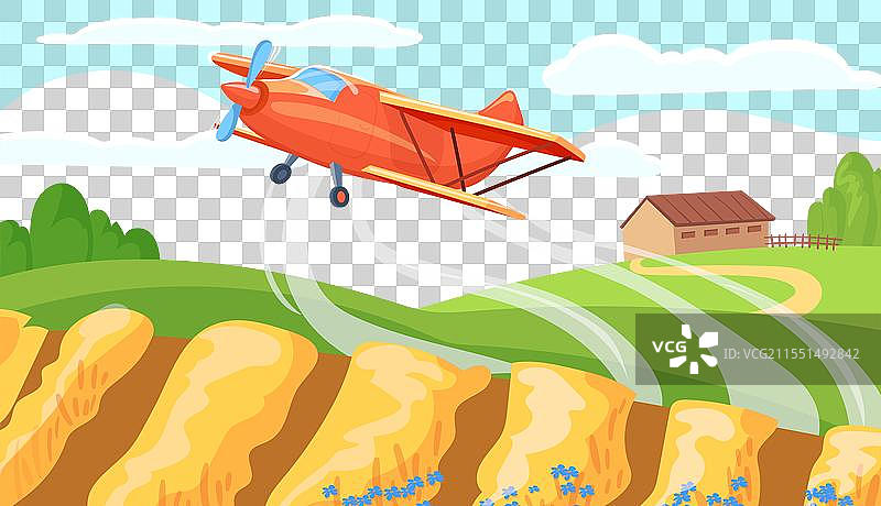 农田喷洒玉米田的农用飞机图片素材