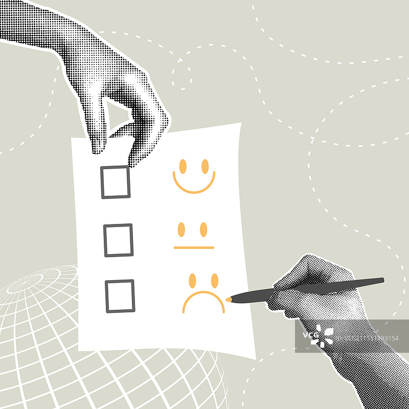 华丽的半色调拼贴概念化评论图片素材