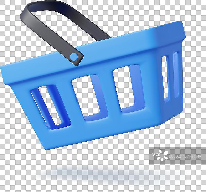 3D蓝色逼真的购物车图片素材