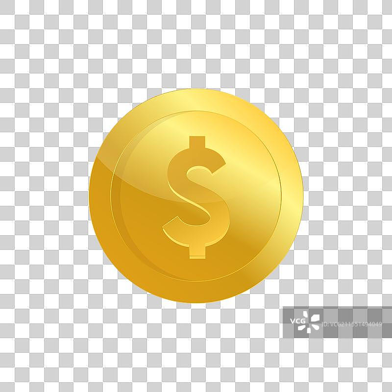 金币图标，带美元符号的硬币图片素材