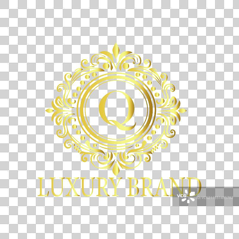 字母Q奢华金色标志概念图片素材