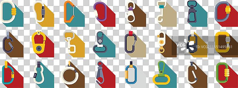 卡宾枪图标集，扁平化，钩子，攀登者图片素材