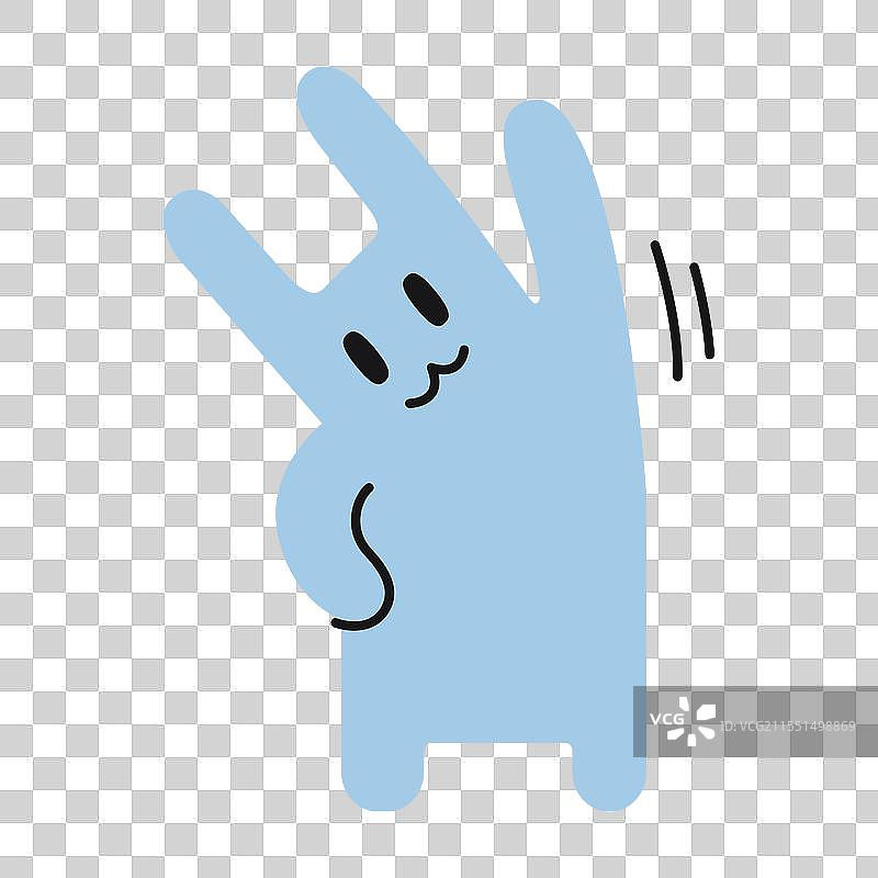 可爱的兔子在做运动或打招呼的概念图片素材