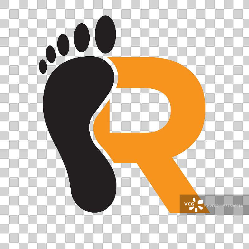 字母R的脚部标志设计概念图片素材