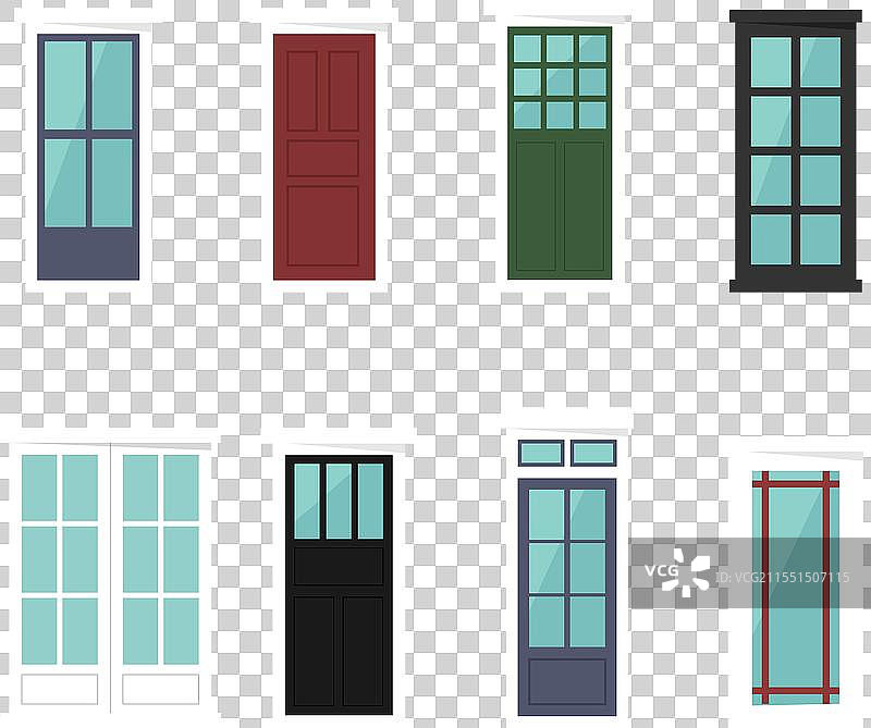 各种木质房屋前门设置图片素材