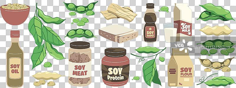 大豆产品卡通有机食品图片素材