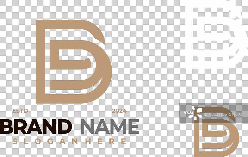 字母B和D的现代单色标志设计符号图片素材