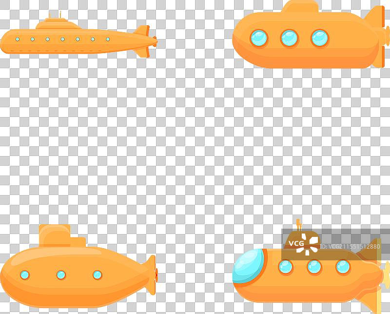 卡通潜水艇图标集，卡通黄色图片素材