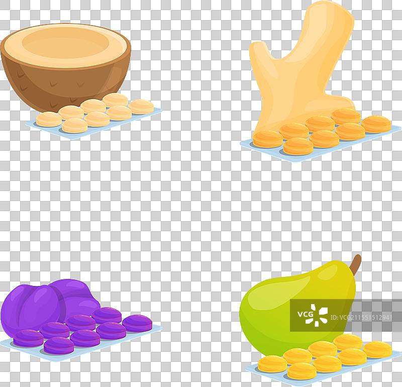 咳嗽糖图标集卡通包装图片素材