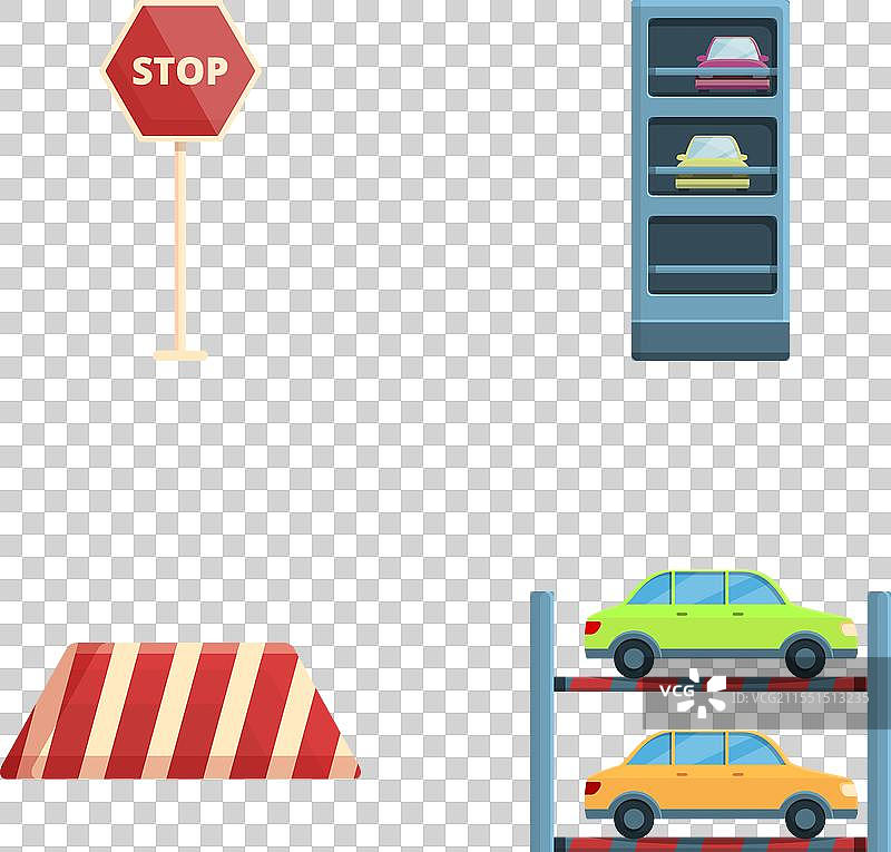 停车场图标集 卡通城市汽车图片素材