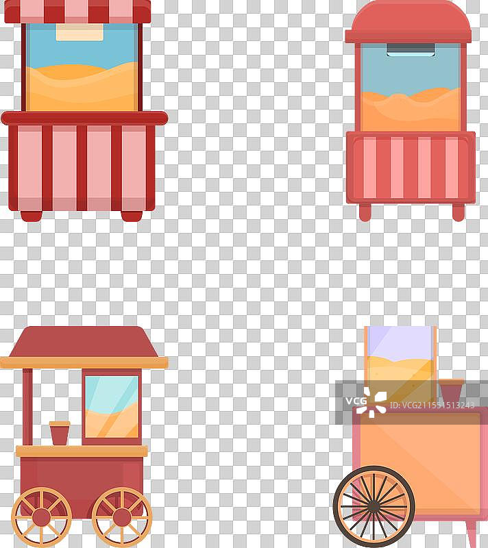 复古卡通爆米花机图标集图片素材