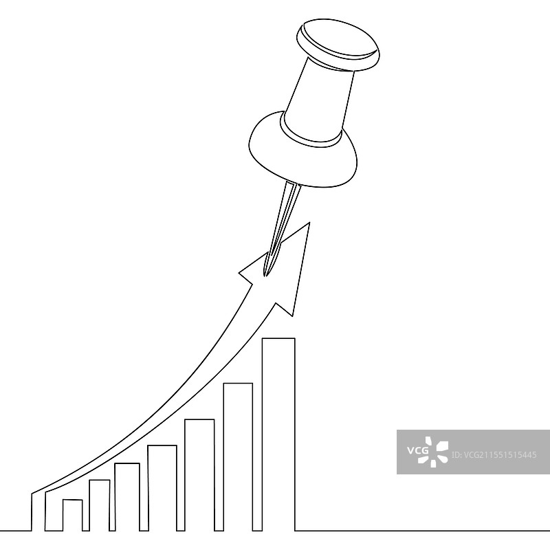 带有固定针的连续线图和箭头图片素材