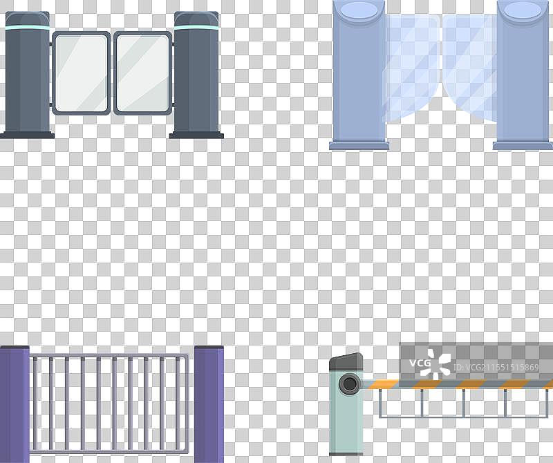 卡通风格的各种类型大门图标集图片素材