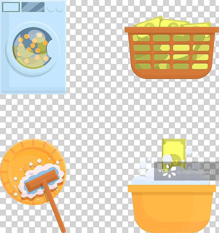 洗钱图标卡通集合图片素材