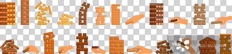 卡通风格的木堆平衡游戏图标集图片素材