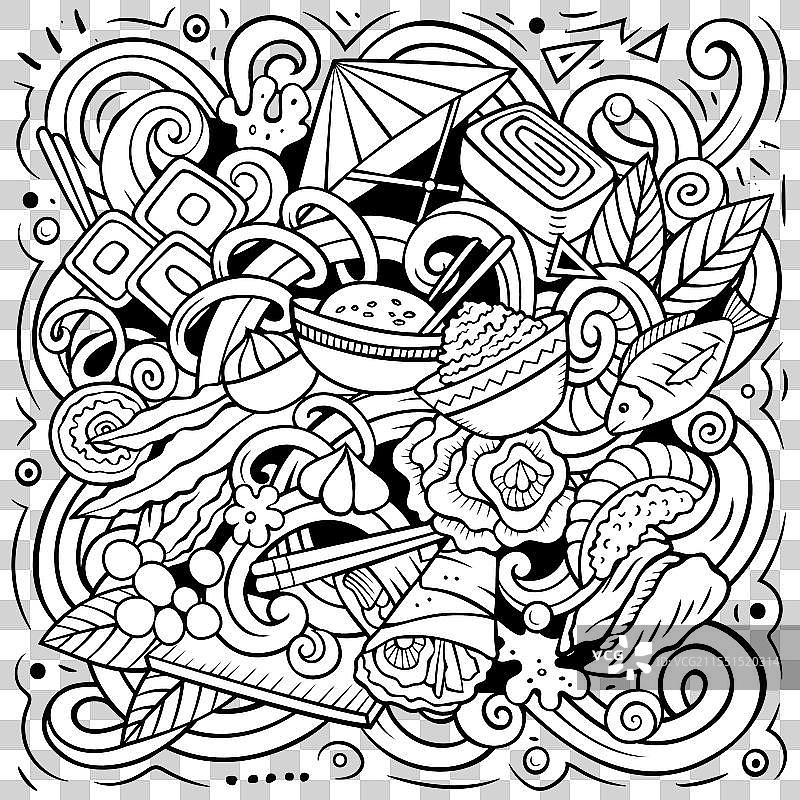 寿司涂鸦卡通搞笑黑板图片素材